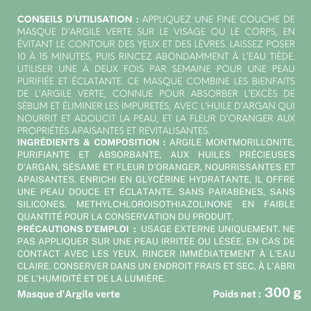 Masque Argile Verte Bio Purifiant