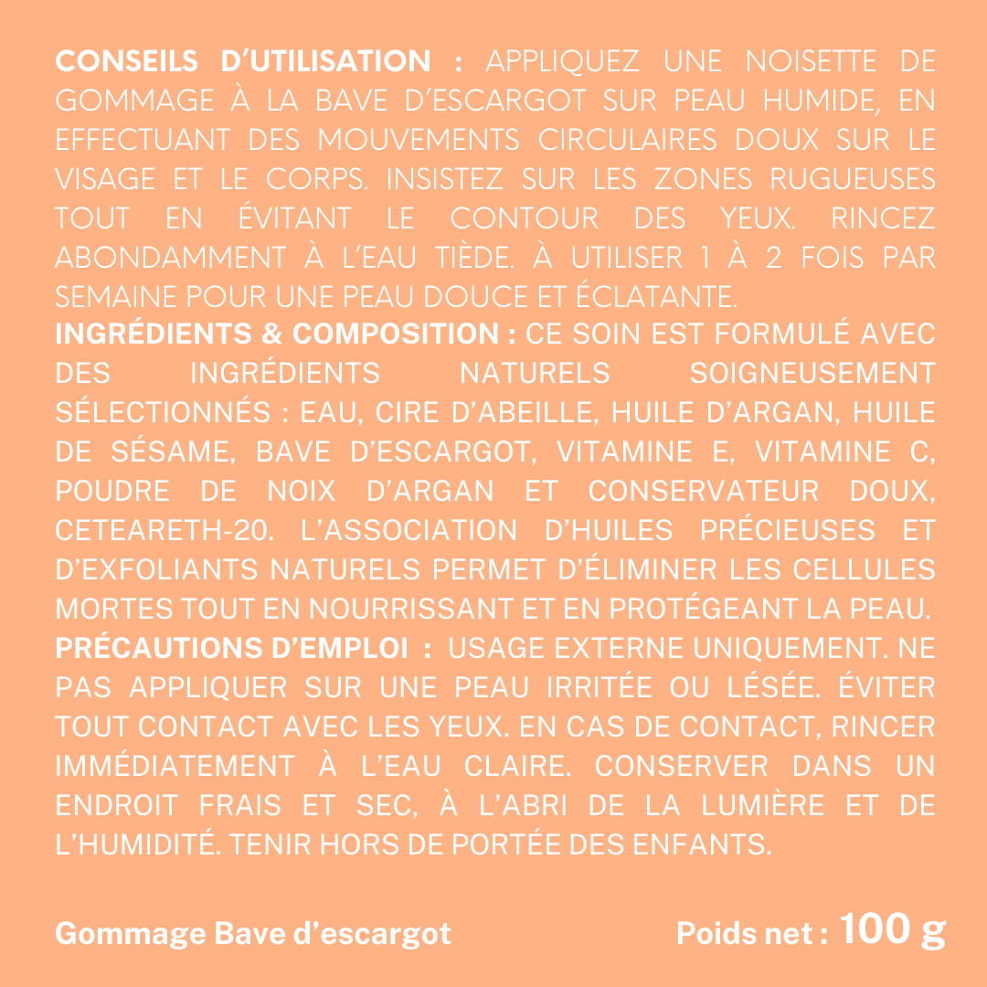 Gommage Exfoliant Visage Bave d’Escargot