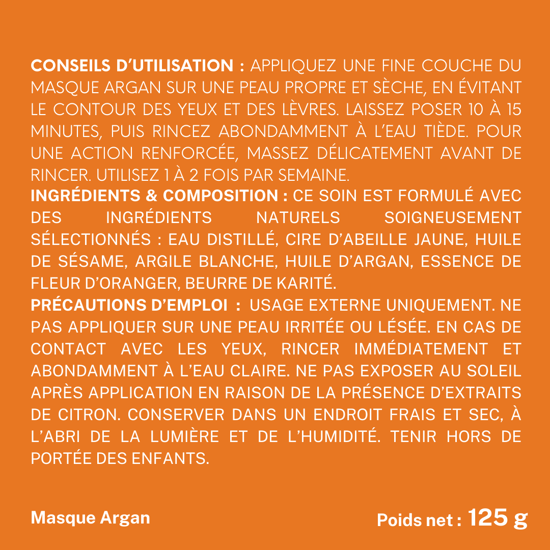 Masque Visage Hydratant à l’Huile d’Argan