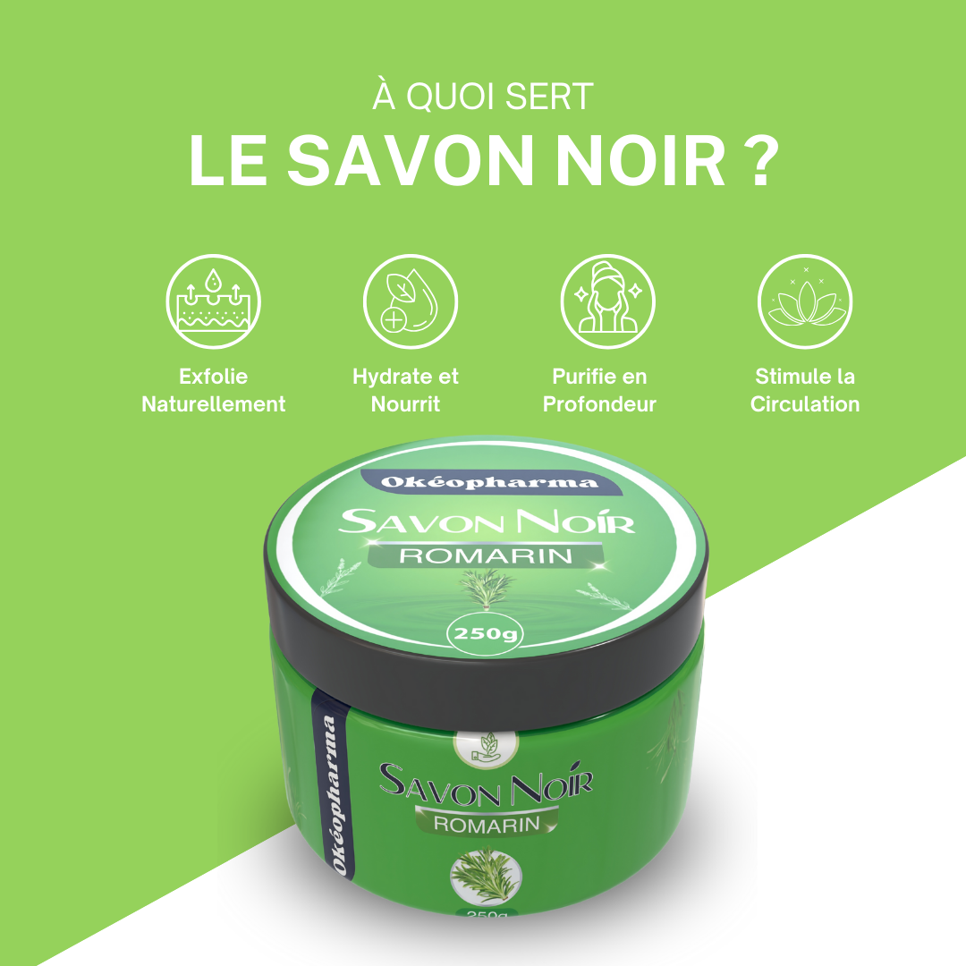 Savon Noir à l'huile essentiel de Romarin