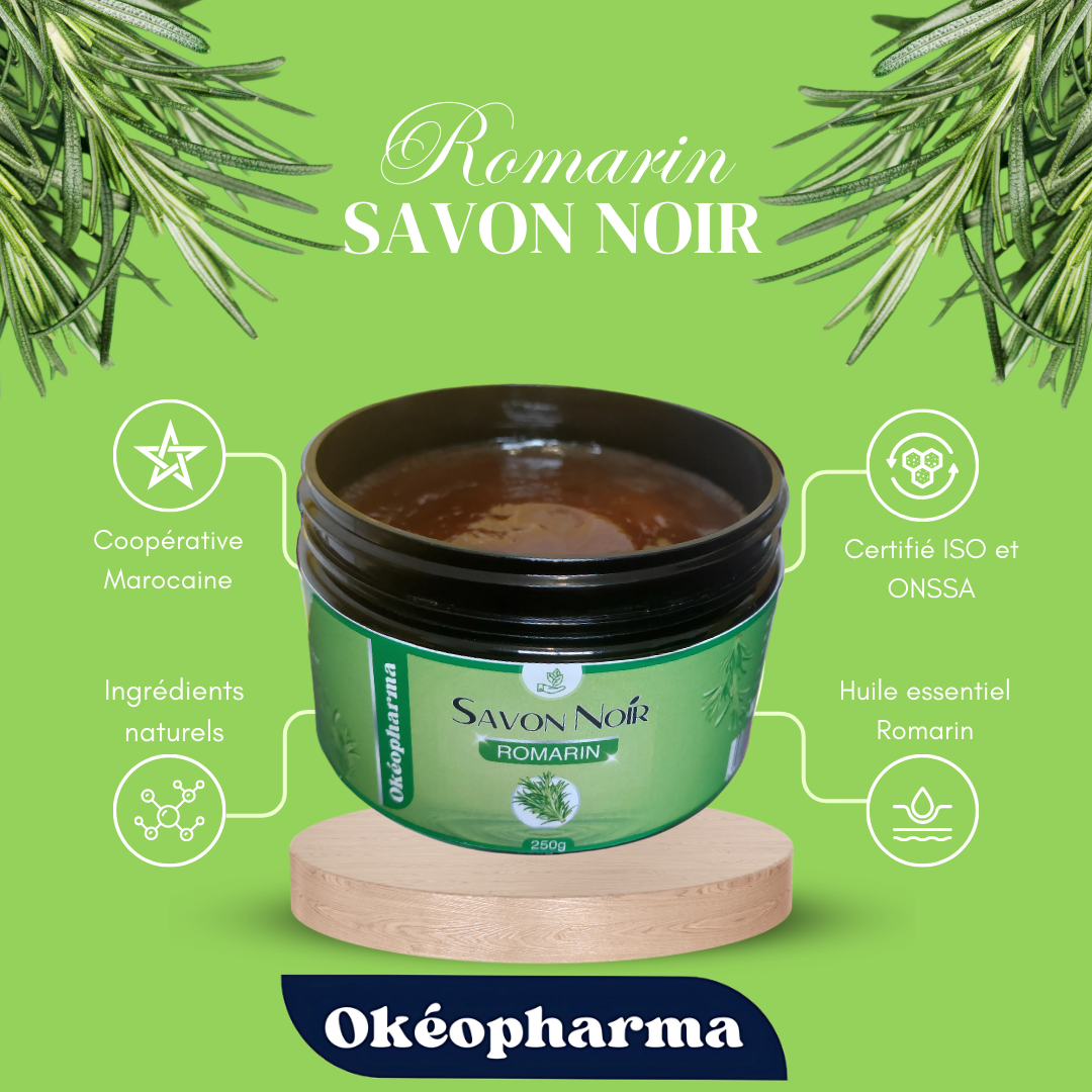 Savon Noir à l'huile essentiel de Romarin